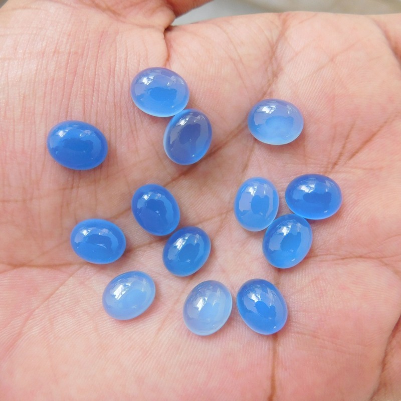 Blue Chalcedony Oval 3×5 mm to 15×20 mm Cabochon Loose Gemstone Lot