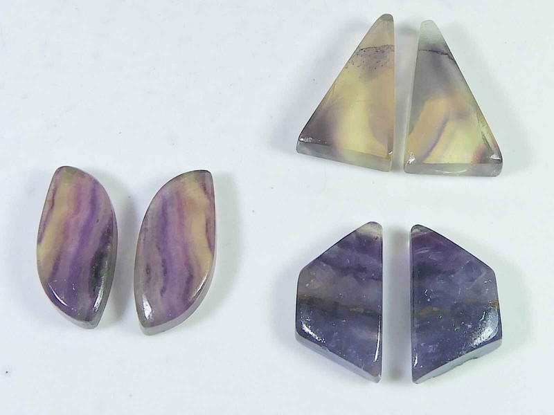 22-25MM Fluorite Matched Pair 3Pcs Fancy Cabochon Crytsal for Earring Making G67
