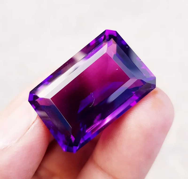 60 Cts Plus Certified Natural Amethyst Purple Radiant Cut Loose Gemstone, Brazil