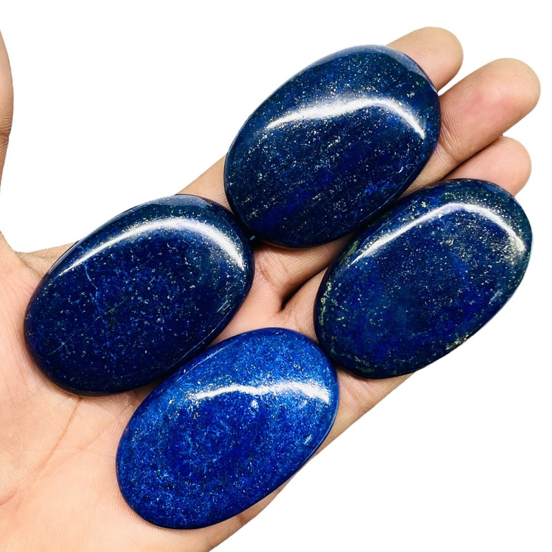 4 Pcs Natural Lapis Lazuli 53-57mm Untreated Huge Loose Cabochon Gemstones Lot
