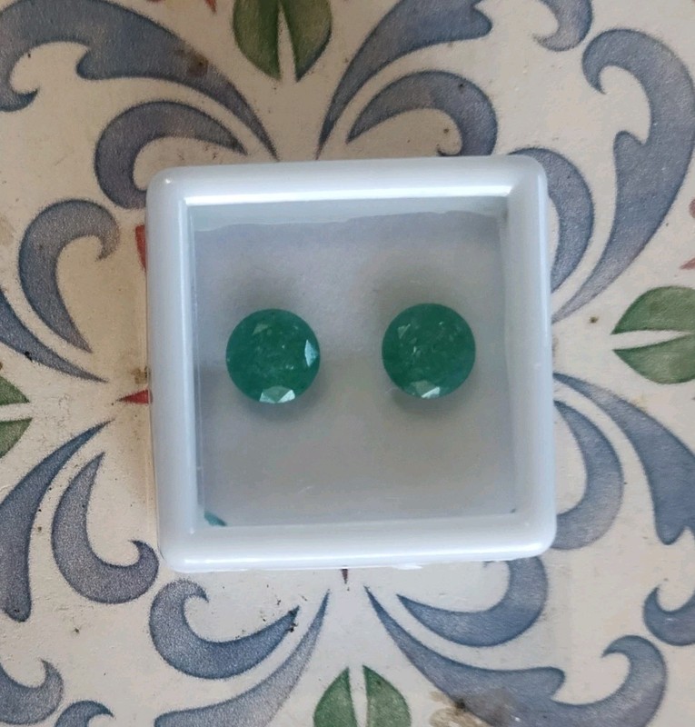 1 Ct Each, 7x5mm Colombian Green EMERALD Round Cut Loose For Jewelry Making 2pc