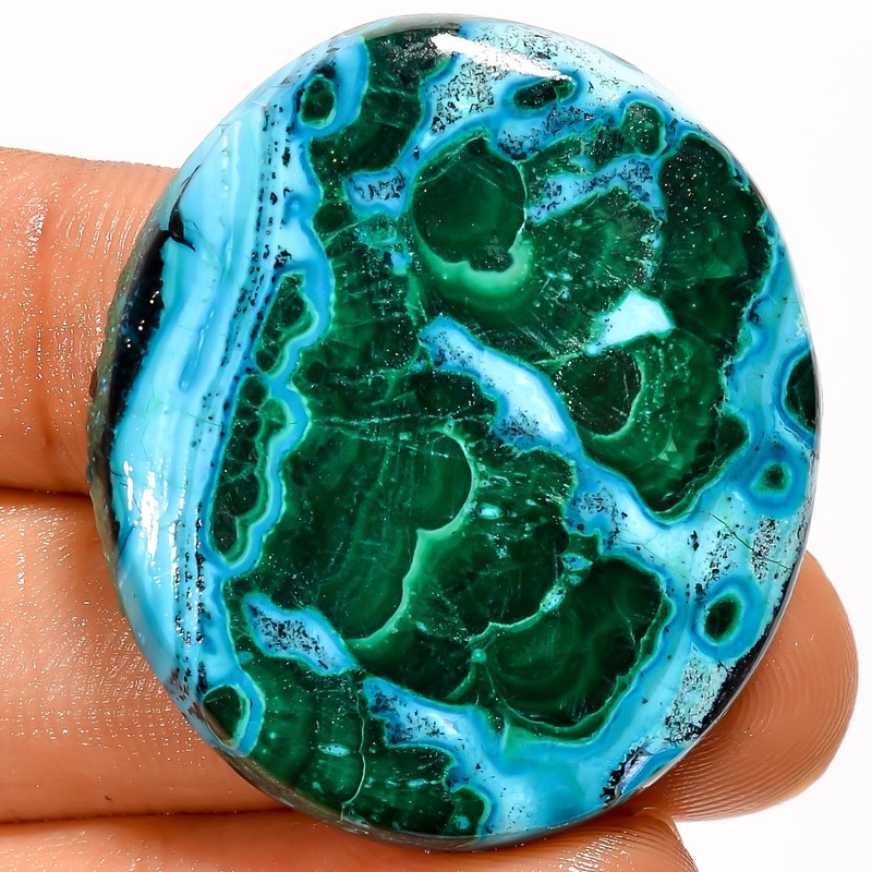 Natural Malachite Chrysocolla Oval Cabochon Gemstone 65 Ct. 35X31X5 mm EE-54005