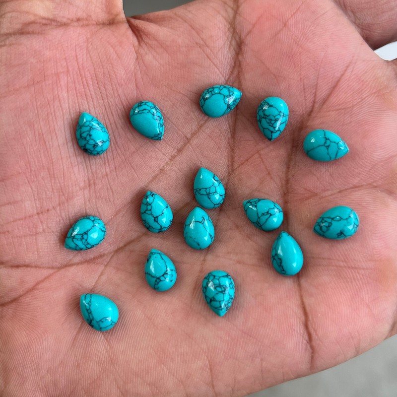 Synthetic Blue Turquoise Pear 3×5 mm to 15×20 mm Cabochon Loose Gemstone Lot