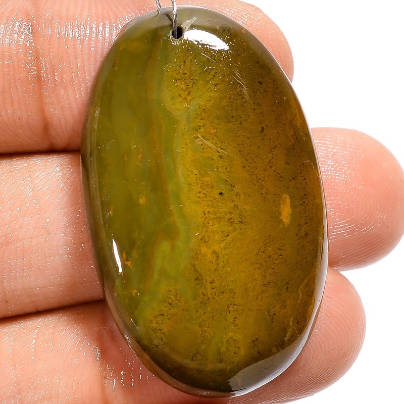 Natural Ocean Jasper Oval Cabochon Drilled Gemstone 48.5 Ct. 35X21X6 mm A-24176