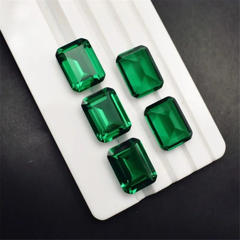 Emerald Rectangle Faceted Gemstone Emerald Cut Vivid Green Emerald Gem gallery