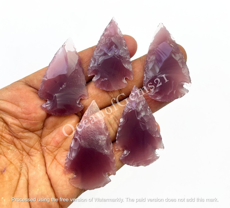Manmade Purple Obsidian Arrowhead Crystal, 4 Pieces, Loose Gemstone Cabochon gallery