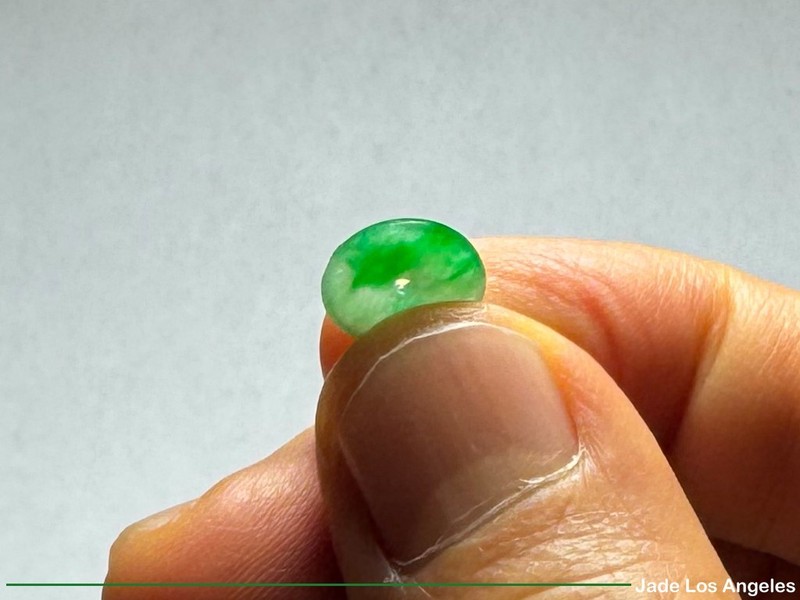 Donut Circle Translucent Emerald Green Loose Jadeite Jade 平安扣翠綠冰種花青 2.00 ct L108 gallery