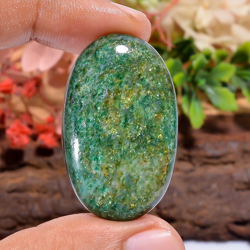 Natural Green Aventurine Oval Cabochon 49 Ct. Gemstone 37X23 mm Jewelry Making