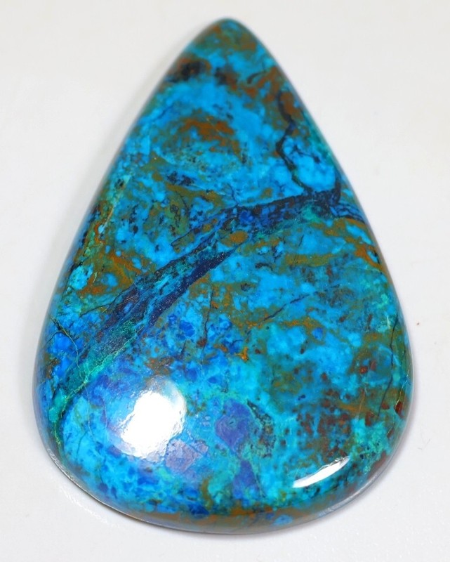 77 CT 6X31X45 mm NATURAL BLUE AZURITE CHRYSOCOLLA PEAR CABOCHON GEMSTONE ZB-300