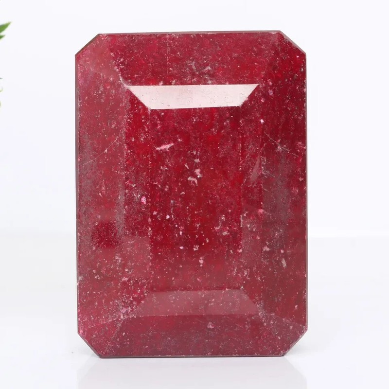 Certified Natural Big Red Ruby 2500 Ct Faceted Emerald Shape Loose Gemstone AKN