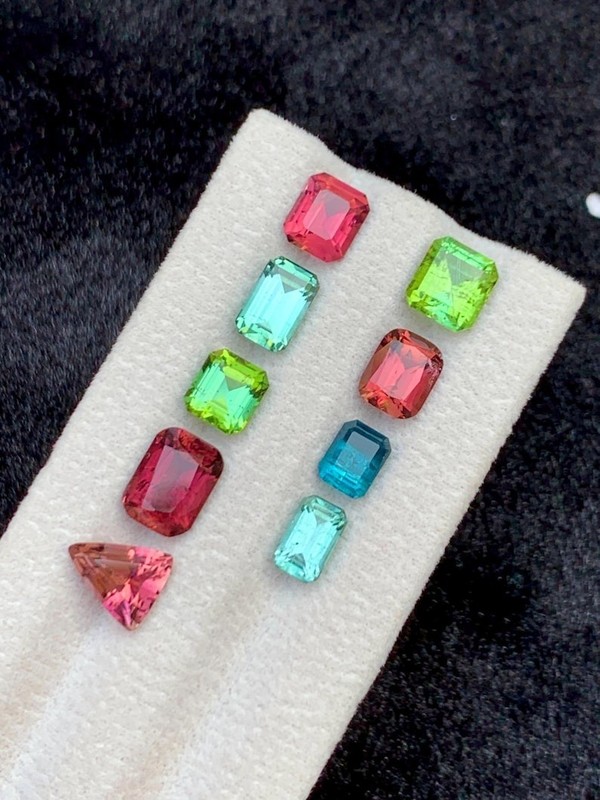 50 Ct 9 Pcs GIE Certified Natural Paraiba Tourmaline Mix Cut Loose Gemstone Lot gallery