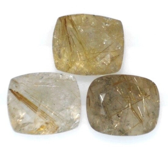 GOLDEN RUTILE QUARTZ 22×16 MM CUSHION CUT FACET CALIBRATED SOLD PER STONE F-2031