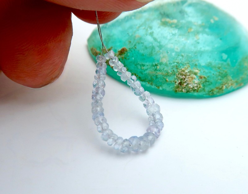 NEW INSANELY STUNNING SPARKLING ICE BLUE FACETED RONDELLE SAPPHIRE BEADS - AAAAA gallery