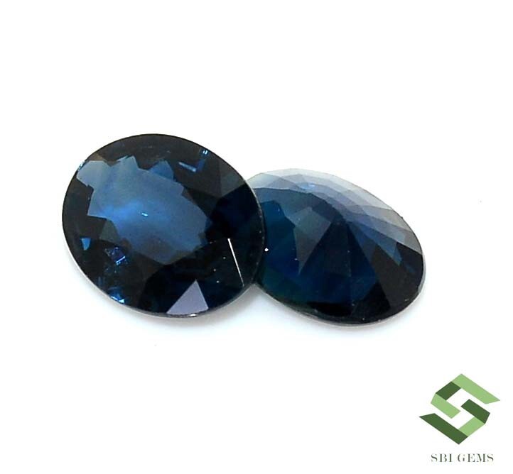 8x6 mm IGI Certified Natural Blue Sapphire Oval Cut Pair 2.25 CTS Loose Gemstone gallery