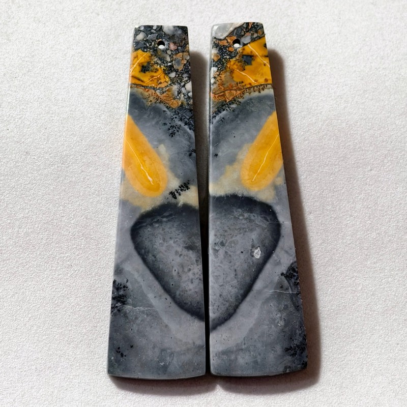 73 Cts Natural Maligano Jasper Drilled Pair Cabochon Gemstone 58.3 X 15.8 MM