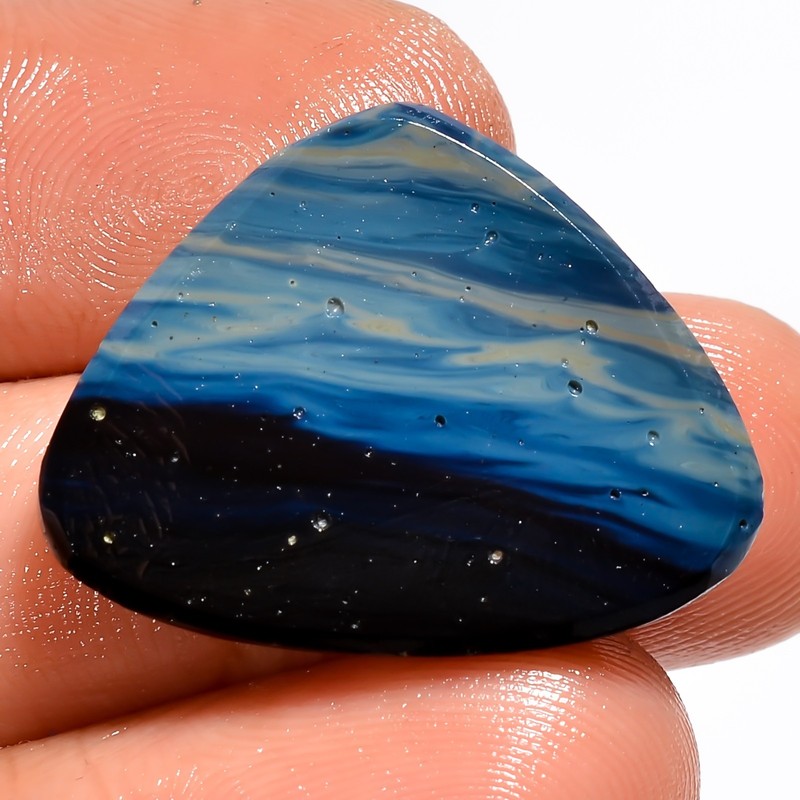 18 Ct Natural Blue Sieber Agate Heart Shape Cabochon Loose Gemstone 25X19X4 mm gallery
