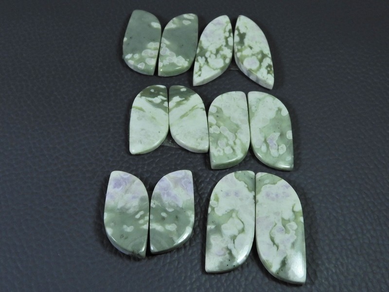 25-30 MM Natural Peace Jade Matched Pair Fancy Cabochon Gemstone 6 Pair Lot