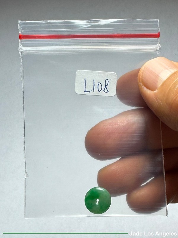 Donut Circle Translucent Emerald Green Loose Jadeite Jade 平安扣翠綠冰種花青 2.00 ct L108 gallery