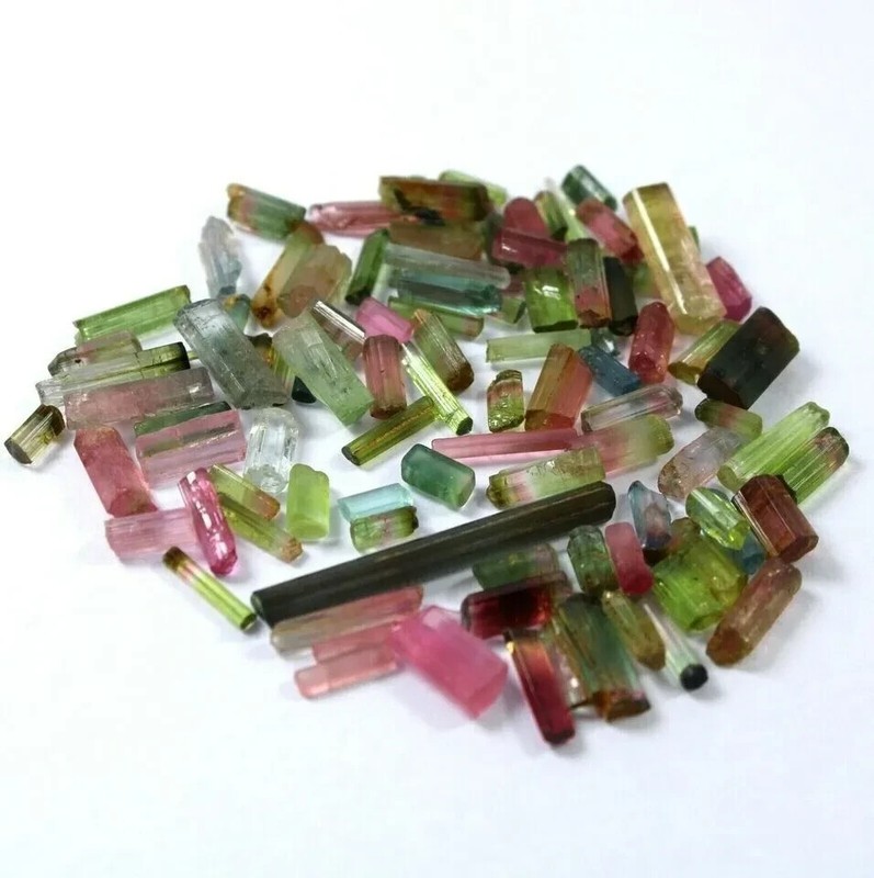 Natural Bi-Color Multicolor 300 Ct Tourmaline Pencil Rough Lot Loose Gemstone A+ gallery