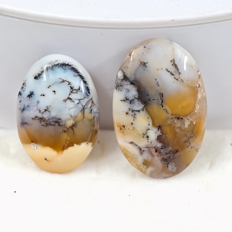 100% Natural Dendrite Opal Oval Cabochon Gemstone 53.65Cts 25×18 To 30×20 mm
