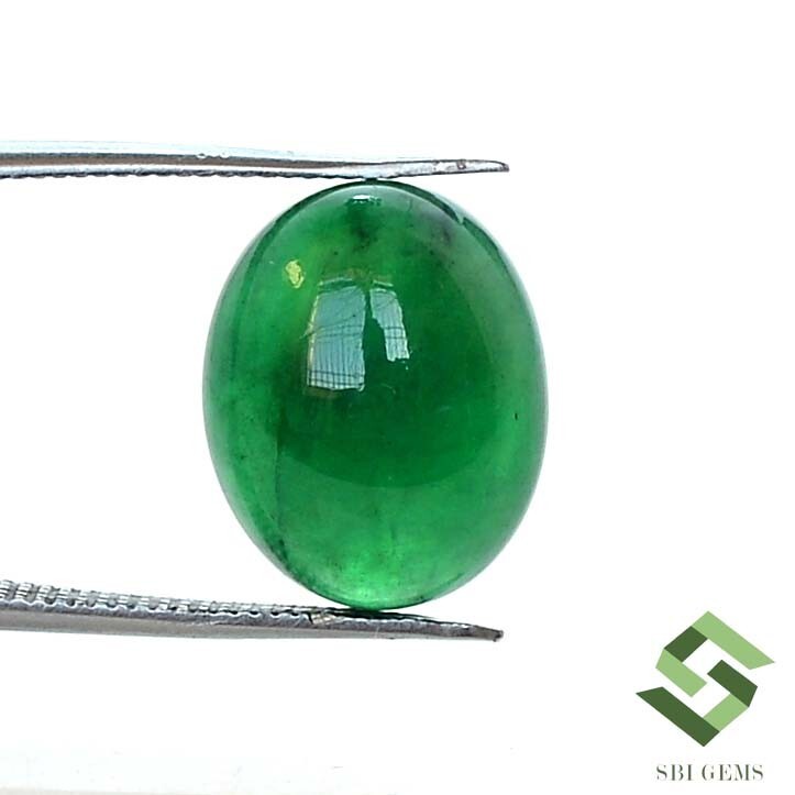13×10.75 mm Certified Natural Emerald Oval Cabochon 7.19 CTS Loose Gemstone