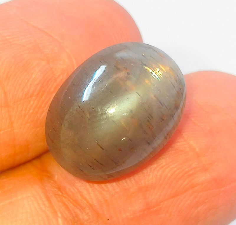 Natural Gray Sunstone Cats Eye Oval Cabochon Loose Gemstone Y22-1 gallery