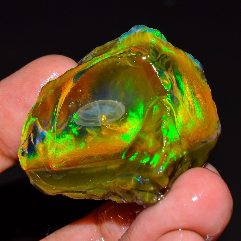 107Ct Natural Welo Fire Ethiopian Opal Rough Gemstone Fancy Oil 36x29x24mm OP-3