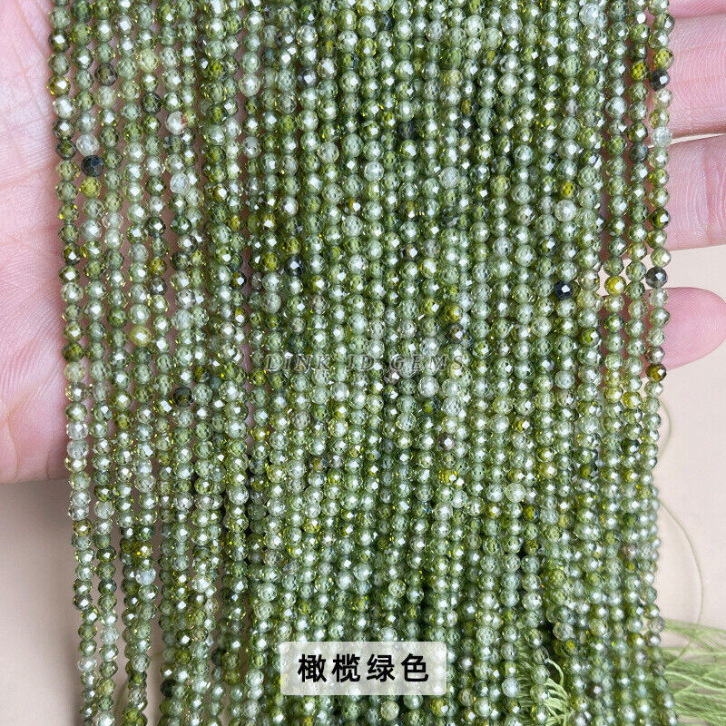 2mm 3mm 4mm Faceted Multicolor Zircon Gemstones Round Loose Beads AAA Strand gallery