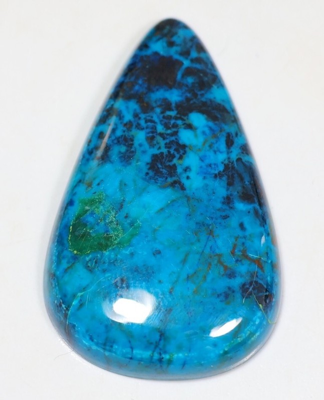 37 CT 5X23X37 mm NATURAL BLUE AZURITE CHRYSOCOLLA PEAR CABOCHON GEMSTONE ZB-316