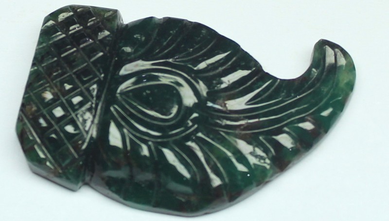 100% Natural Emerald Carved Gemstone, Handmade Mughal Carving Loose Stone 38 Cts gallery