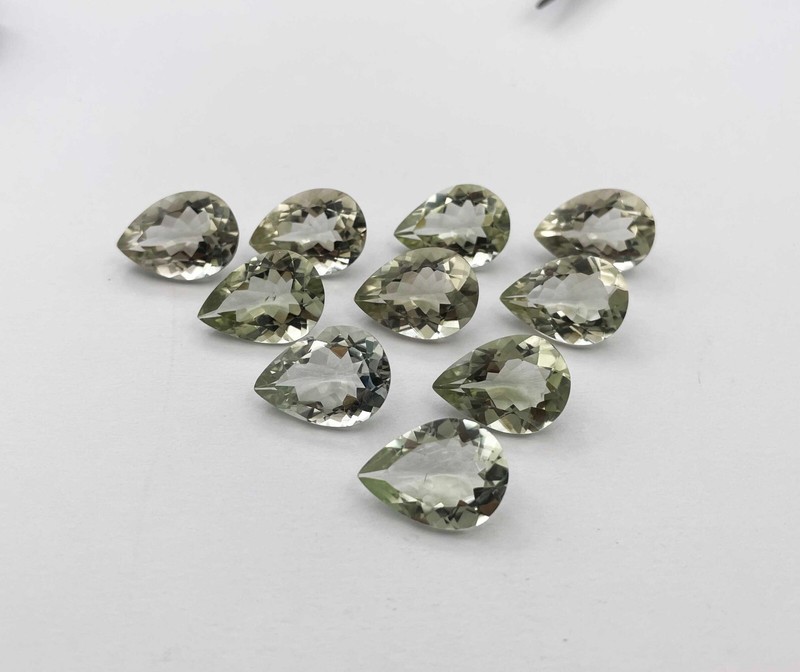 Natural Green Amethyst Pear Cut Loose Gemstone Lot 11 Pcs 13*18 MM 95 CT