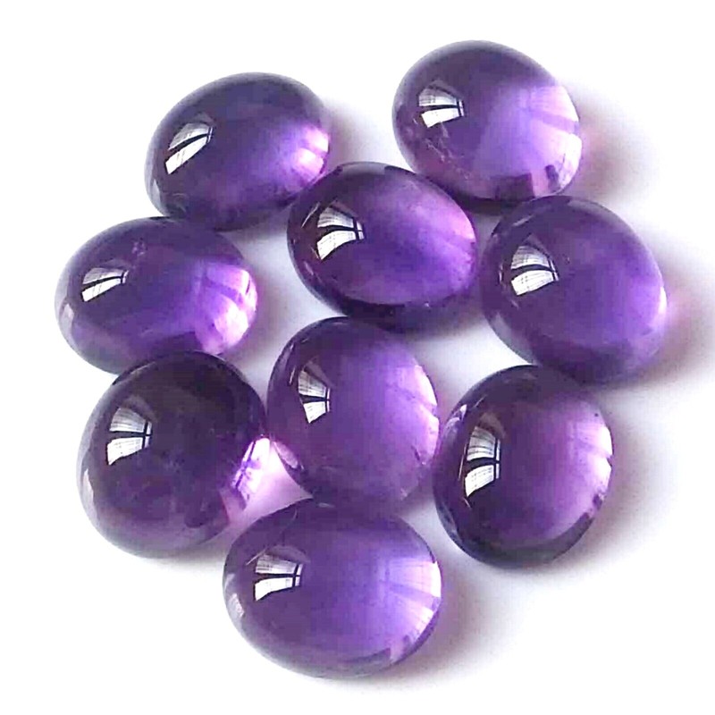 Wholesale Lot 8x6mm to 10x8mm Oval Cabochon Natural Amethyst Calibrated Gemstone