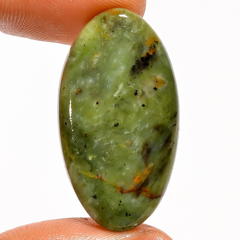 100% Natural Chrome Chalcedony Oval Cabochon Gemstone 25 Ct. 32X17X5 mm UG-6150
