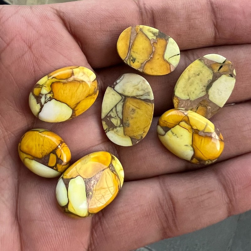 Natural Yellow Honey Copper Turquoise Oval 10x14 to 18x25 mm Cabochon Gemstone gallery