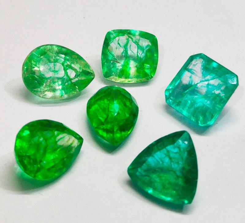 43.77 Ct Natural Emerald 6 Pcs Lot Loose Gemstone Certified Mixed Shape Gem D14