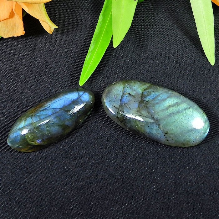 29-32MM Rainbow Labradorite Oval Cabochon Loose Gemstone 2Pcs Lot 50Cts