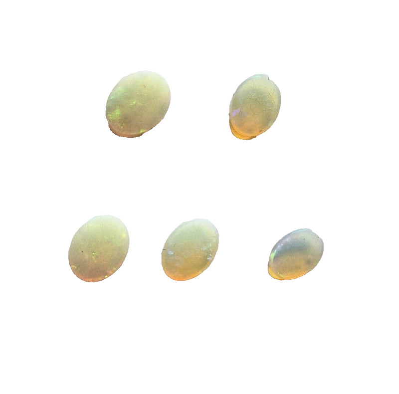 SET OF 5 SOLID WHITE OPAL LOOSE STONES 8 X 6 BLUE, GREEN, ORANGE gallery