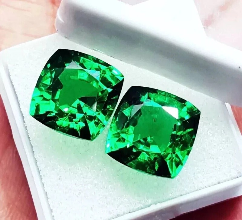 Natural Colombian Emerald Pair 18-20Ct Cushion Cut Loose Gemstone CERTIFIED