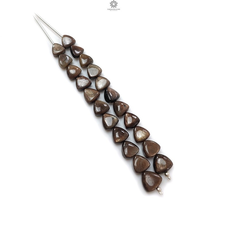 65.70cts Natural Chocolate Sapphire Gemstone Trillion Smooth Loose Beads 7mm-9mm gallery