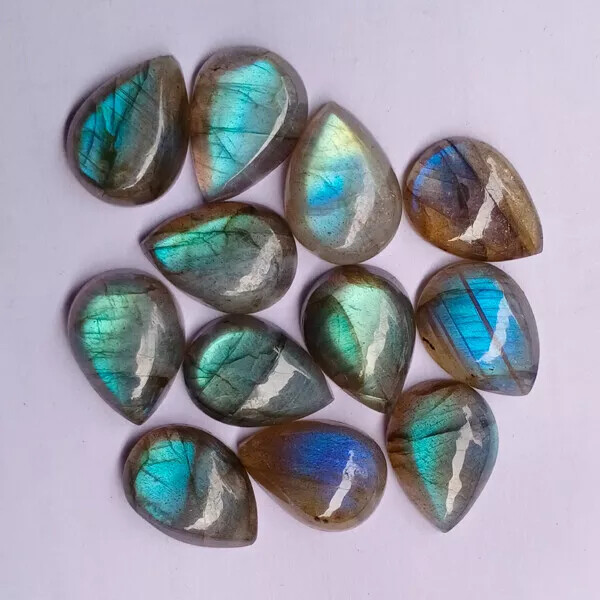 [WHOLESALE] NATURAL LABRADORITE CABOCHON PEAR SHAPE LOOSE GEMSTONE gallery