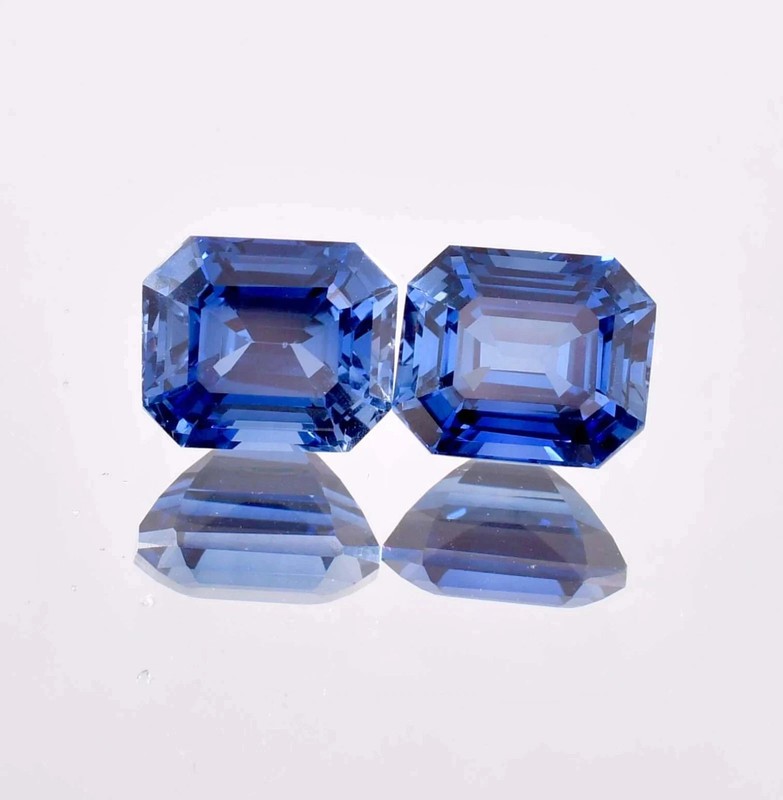 20 Ct 1 Pair Natural Blue Sapphire Emerald Cut Loose Gemstone Certified gallery