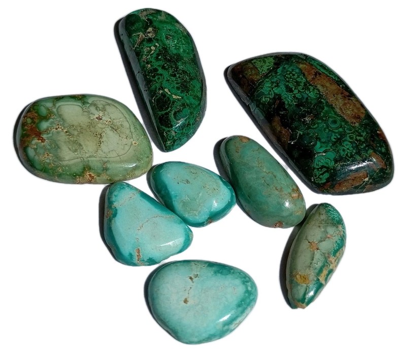 Turquoise & Chrysocolla Malachite Gemstones Misc Lot Free Form Lapidary 93 Cts