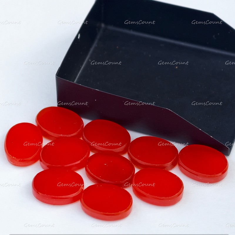 Natural Red Onyx Flat Oval Cabochon Coin Smooth Gemstone 6x8mm-18x25mm