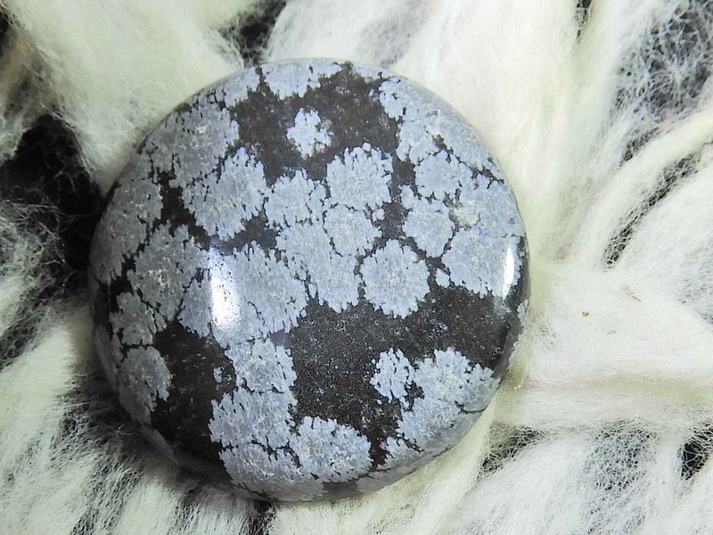 50Cts. Natural Snowflake Obsidian Loose Gemstone Round Cabochon 34X34X04MM