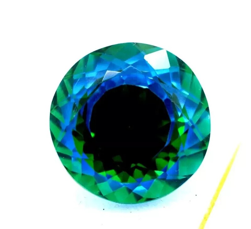 Pitambari Sapphire Round Cut Natural 20 Ct Bi-Color Certified Loose Gemstone