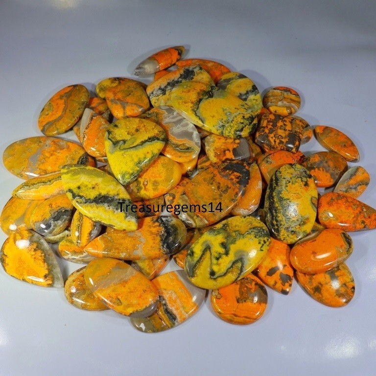 250 Crt WHOLESALE LOT INDONESIAN BUMBLE BEE JASPER CABOCHON GEMSTONE AAAA
