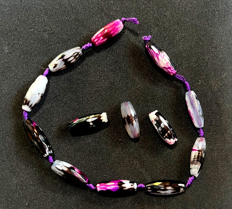 Genuine Purple Agate Gemstones/faceted 27mm barrel shape/15 inch strand