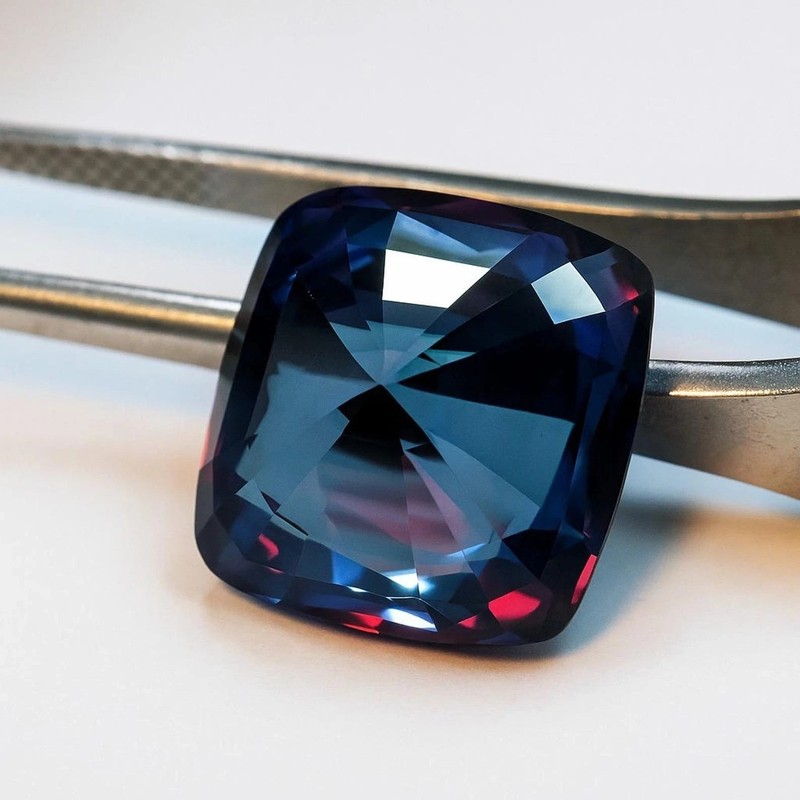 Natural Color Change Alexandrite Cushion Cut 10.10 Ct Certified Gemstone gallery