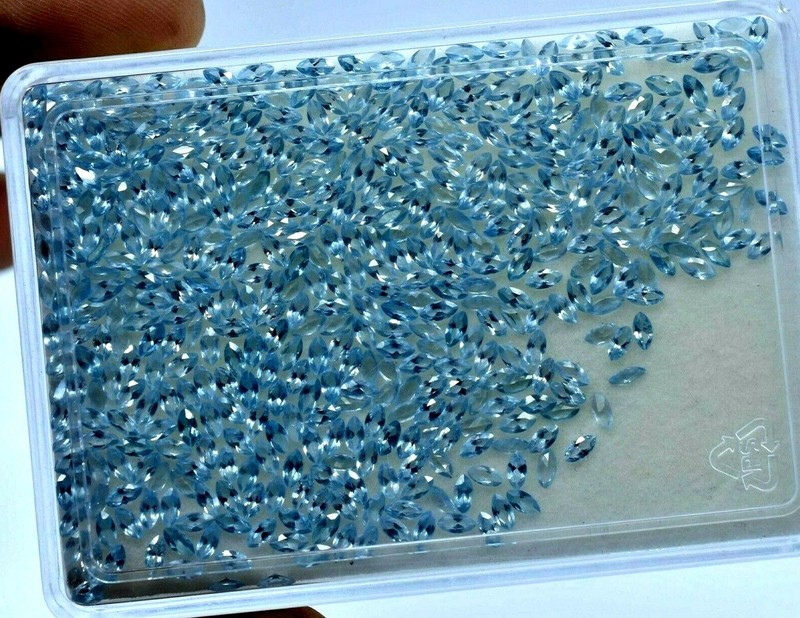 AAA 480 Pcs Natural Blue Aquamarine 3.85 x 1.98 MM Brazilian UNTREATED Gemstone