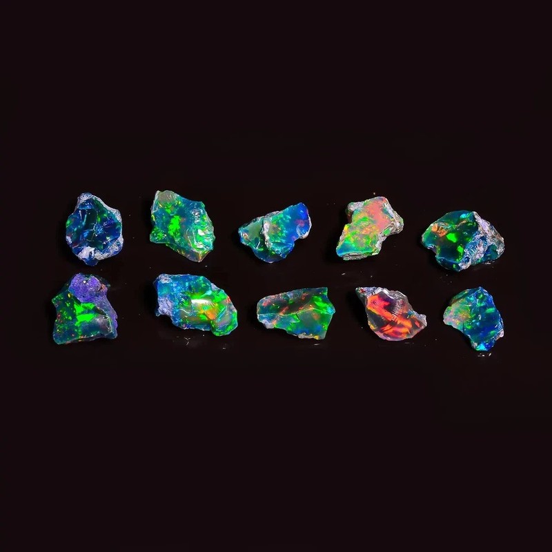 Opal, 50 CTS raw opals lot big size black Ethiopian A++ cut grade 30MM TO 17MM gallery